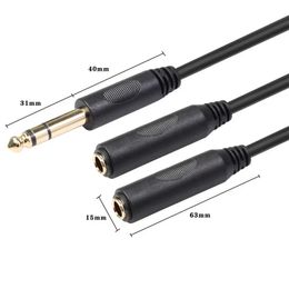 new 6.35 Mm Male To 2 6.35 Mm Female Adapter Cable 1/4 6.35mm Plug To Dual 6.35mm Jack Y Splitter Stereo Audio Cord 1. for Audio Mixer