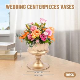 Vases 15cm Small Gold For Centrepieces - 10 Pcs Metal Compote 5.9 Inch Trumpet Vase Urns Wedding Tables