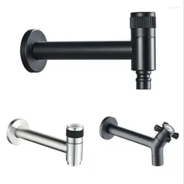 Bathroom Sink Faucets G1/2 304 Stainless Steel Wall Mounted Washing Machine Faucet Black Lengthen Single Cold Creative Handle Mop Pool Tap