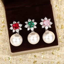 Stud Earrings Brand Vintage Diamond For Women Luxury Jewellery Fashion Pure 925 Silver Designer Eardrop Lady