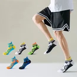 Men's Socks Bright Colour Ankle Anti Slip Cotton Moisture Wicking Mens Deodorant Towel Bottom Sports