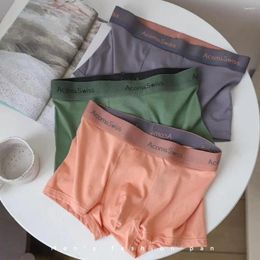 Underpants Men Seamless Boxers 3D U-Convex Shorts Briefs Mid-rise Elastic Waistband Letter Print Underwear Smooth