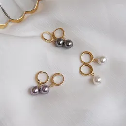 Stud Earrings Pearl Simple 14K Gilded Gold Plated Ear Ring