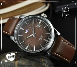 relogio masculino Brand mens Quartz Watches date 40mm three stiches all the crime leather strap good looking japan quartz movement calendar Clock wristwatch Gifts