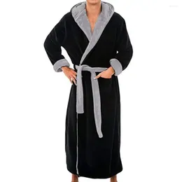 Home Clothing Stylish Hooded Bathrobe Luxurious Men's With Adjustable Belt Ultra Soft Absorbent Male Robe Pockets Plush