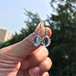 Dangle Earrings Fashion Female Dazzling Round Moonstone Stone Drop For Women Beautiful Korean Ear Jewellery Oorbellen