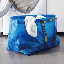 Shopping Bags Large Blue Bag Grocery Laundry Storage Tote Capacity Carrier Waterproof Supermarket