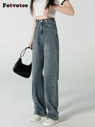 Women's Jeans Fotvotee Boyfriend For Women High Waisted Mom Vintage Clothes Baggy Wide Leg Pants Fashion Streetwear Straight Trousers