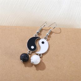 Stud Earrings Fashion Pearl Yin Yang Tai Chi For Women Men Chinese Style Metal Natural Stone Party DIY Jewellery Accessories Gift