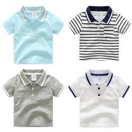 Summer 2-10 Years Childrens Clothing Turn Down Collar BaseBall Tees Sports Kids Boy Cotton Pocket Short Sleeve T-Shirt 240325