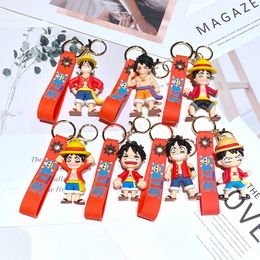 keychains for men Designer key chain rings cartoon One Piece animation Luffy peripheral figure key pendant Car schoolbag key chain