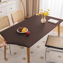 Table Cloth Solid Colour PU Leather Cover Fixable Elastic Tablecloth Waterproof Round Rectangle Custom Protector