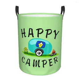 Laundry Bags Happy Camping Trailer Camper Hamper Large Storage Basket Girls Boys Toy Organiser