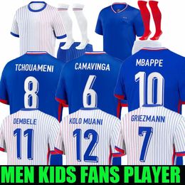 French 2024 25 Euro Cup Jersey MBAPPE Soccer Jerseys BENZEMA GIROUD MBAPPE GRIEZMANN SALIBA PAVARD KANTE Maillot Home Away Kids KIT JERSEY Football Shirt Home