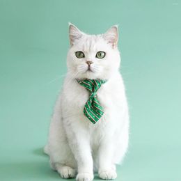 Dog Collars Pet Christmas Neckties Bow Cat Safety Buckle Collar Handmade Adjustable Stripe Tie Double Layer Grooming