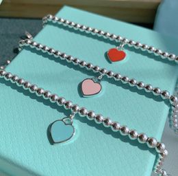 Blue Bracelet designer bracelet T love custom pendant Chain silver blue pink choker designer Jewellery Classi heart Pendant bracelet jewlery designer for women mans
