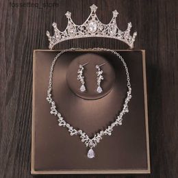 Wedding Hair Jewellery Wedding Hair Jewellery Baroque Costume Bridal Sets Crystal Tiara Crown Earrings Necklace Bride Luxury Set Party Gift 230909 L240402