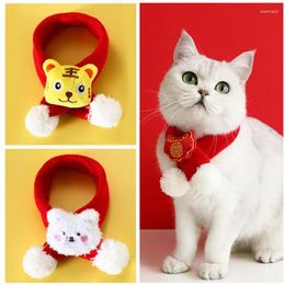 Dog Apparel Cartoon Tiger Pattern Pet Knitted Scarf Fashion Decoration For Cats Winter Warm Neck Accessories Kawaii Puppy Collar