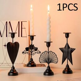 Candle Holders Black Iron Taper Holder Elegant Traditional Tabletop Decoration Table Centrepiece For Wedding Dining Sturdy