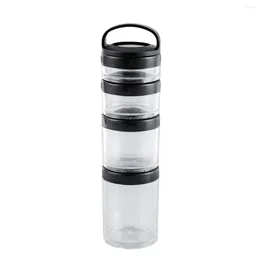 Storage Bottles Stackable Snack Containers For Kids And Adult 4 Cups School Travel Transparent Black