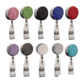 Other Desk Accessories Wholesale Diamond Badge Keychain Pendant Party Favour Retractable Pl Id Badges Holder With Clip Drop Delivery Dhv7L