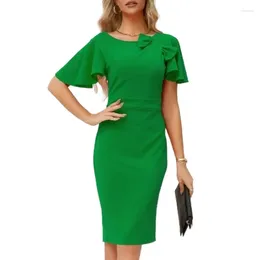 Casual Dresses Boutique Women's Spring And Summer Professional Solid Colour U-neck Ruffle Sleeve Dress