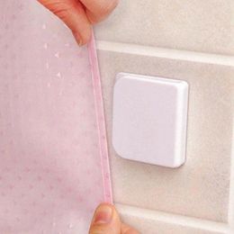 Shower Curtains 6 Pcs Curtain Fixing Clip Adhesive Clamps White Drapes Liner Clips Windproof Stop Protect Splash-proof Bathroom