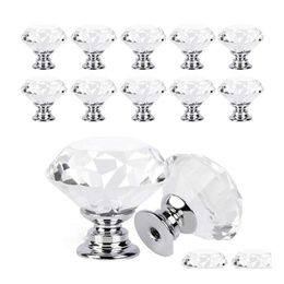 Handles & Pulls Transparent 30Mm Delicate Crystal Glass Knobs Cupboard Pls Diamond Shape Design Der Kitchen Furniture Cabinet Drop Del Dht2F