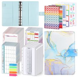 Notebooks A6 Marble with Calculator Money Budget Planner Binder Zipper EnvelopesCash Envelopes For Budgeting Money Organiser Binde Set