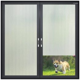 Window Stickers Opaque Translucent Frosted Glass Privacy Film Self-Adhesive Reeded Stripe Patterns For Bathroom Home Office