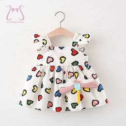 2PcsSet Sweet Heart Baby Girls Children Clothes Summer Toddler Dress For Girl Thin Cotton Kids Costume Suit 0 To 3 Y Send Bags 240329