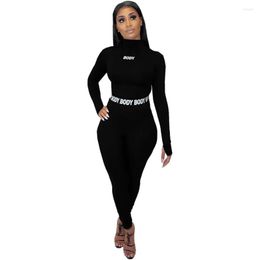 Women'S Jumpsuits & Rompers Womens Business Sets Fashion Outfits Women Tracksuit Spring Clothing Letter Print Long Sleeve 2 Piece Set Dhzwz