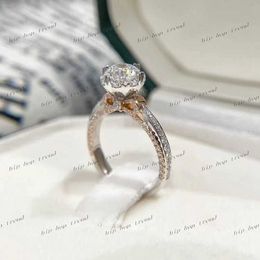 Factory Wholesale Wedding Rings 925 Sterling Silver Moissanite Ring 18K White Gold Plated Engagement Ring Women