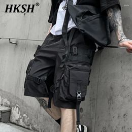 Men's Shorts HKSH Summer Multi Pockets Safari Style Dark Functional Fashion High Street Solid Colour Straight Loose Capris HK0700