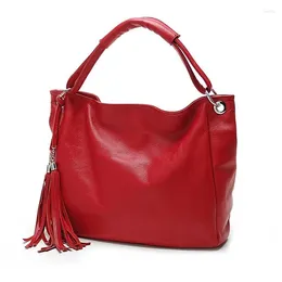 Shoulder Bags Women PU Leather Tassel Handbags Red Solid Messenger Bag High Quality Crossbody Punk Totes