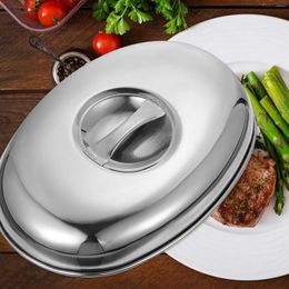 Dinnerware Sets Dome Cover With Handle Stainless Steel Melting Lid Basting Steaming For Bacon Cheese Steak Large