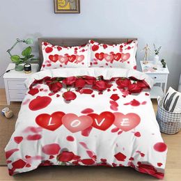 Bedding Sets 90gsm Matte Polyester 3-piece Set 1 Duvet Cover 2 Pillowcases Comfortable And Warm Classic White Rose Petal Print