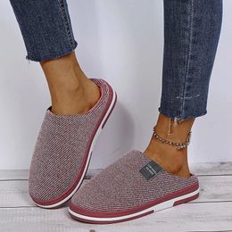 Slippers Winter Women's Cotton Household Shoes Ladies Indoor Warm Plush Footwear Non-slip Platform Couple Home