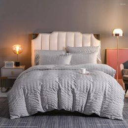 Bedding Sets Simple Solid Colour Seersucker Quilt Cover And Pillowcase 135X200/200X200/230X260CM Duvet Set