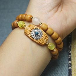 Strand Live Streaming Indonesia Sandalwood Old-Styled Bead 8mm Double Layer Bracelet