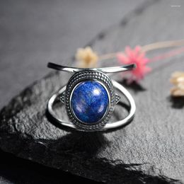 Cluster Rings Natural 8 10MM Lapis Lazuli Labradorite Moonstone Amethyst Finger Ring For Women Gift 925 Sterling Silver Fine Jewellery