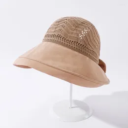 Wide Brim Hats Summer For Women Empty Top Outdoor Sunscreen Folding Sun Hat With Big Bow Beach Female Cloth Sunhat