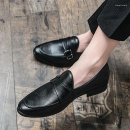 Casual Shoes Men Fashion Mens Office Leather Formal For Italian Loafers Business Man Handmade Black Pointed