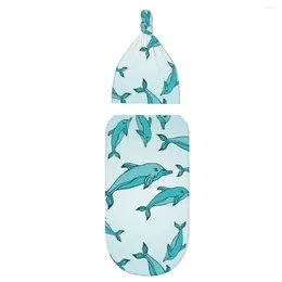 Blankets Cute Dolphins At Play Baby Swaddle Blanket For Born Receive