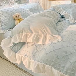 Bedding Sets Princess Style Four-Piece Set Washed Cotton Bed Sheet Quilt Cover Maiden Lace Three-Piece