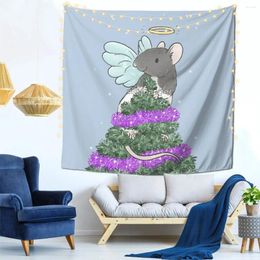 Tapestries Christmas Angel Rat Wall Decor Tapestry With Barb Clips Office Birthday Gift Soft Fabric Multi Style