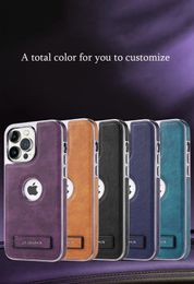 Suitable for iphone14promax phone case all-inclusive anti-fall iPhone13pro/12 high-grade leather bracket shell man