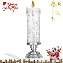 Candle Holders Flickering Flameless Candles Battery Operated Christmas Light LED Water With Glitter Colour Changing