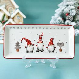 Bowls Rectangular Christmas Plate Ceramic Flat Household Tableware Relief Deep Creative Nordic Kitchen