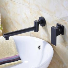Bathroom Sink Faucets Modern Oil Rubbed Bonze Bathroon Basin Faucet Mixer Tap Ceramic Valve Wall Mount